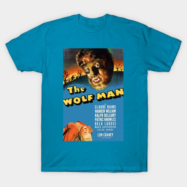 Classic Horror Movie Poster - The Wolf Man T-Shirt by Starbase79